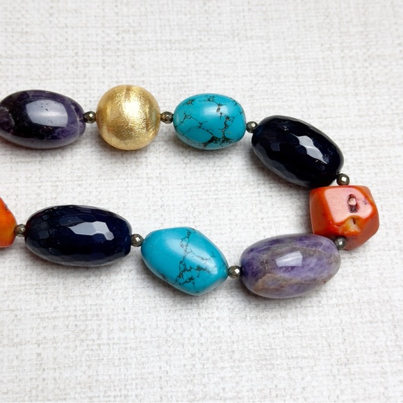 Statement Multi Color Beaded Necklace - Picture 3 of 5